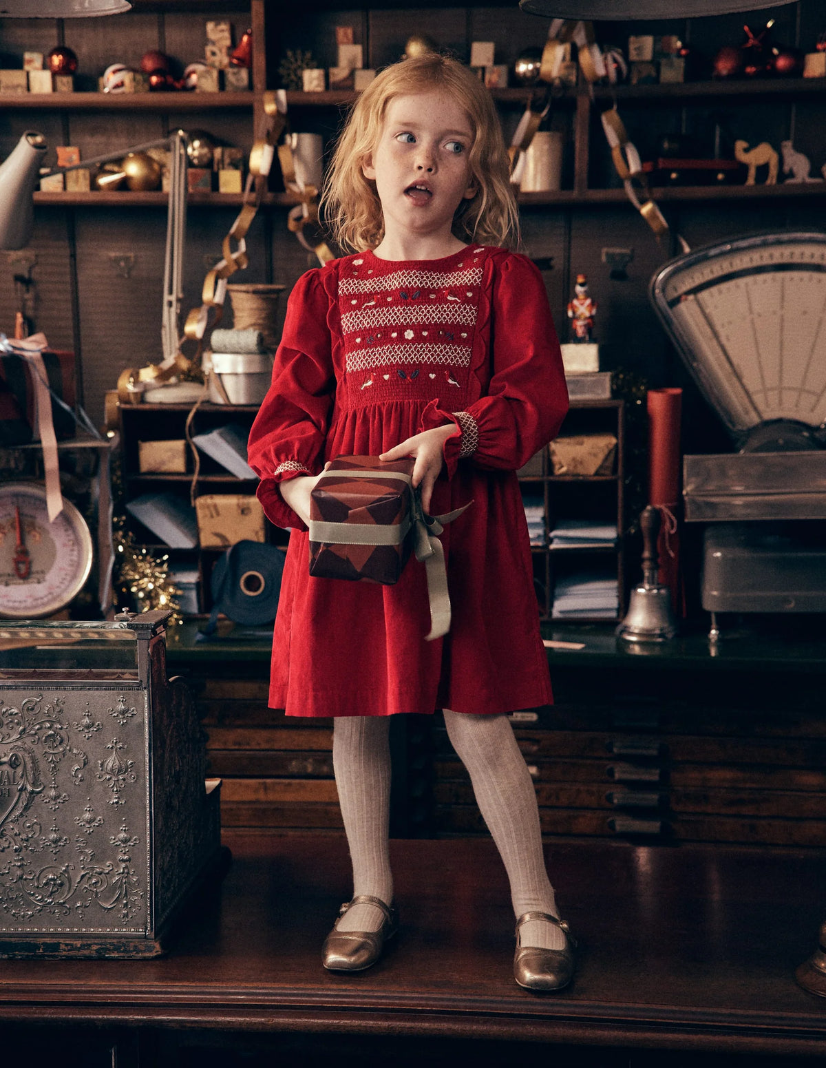 Smocked Corduroy Sparkle Dress
