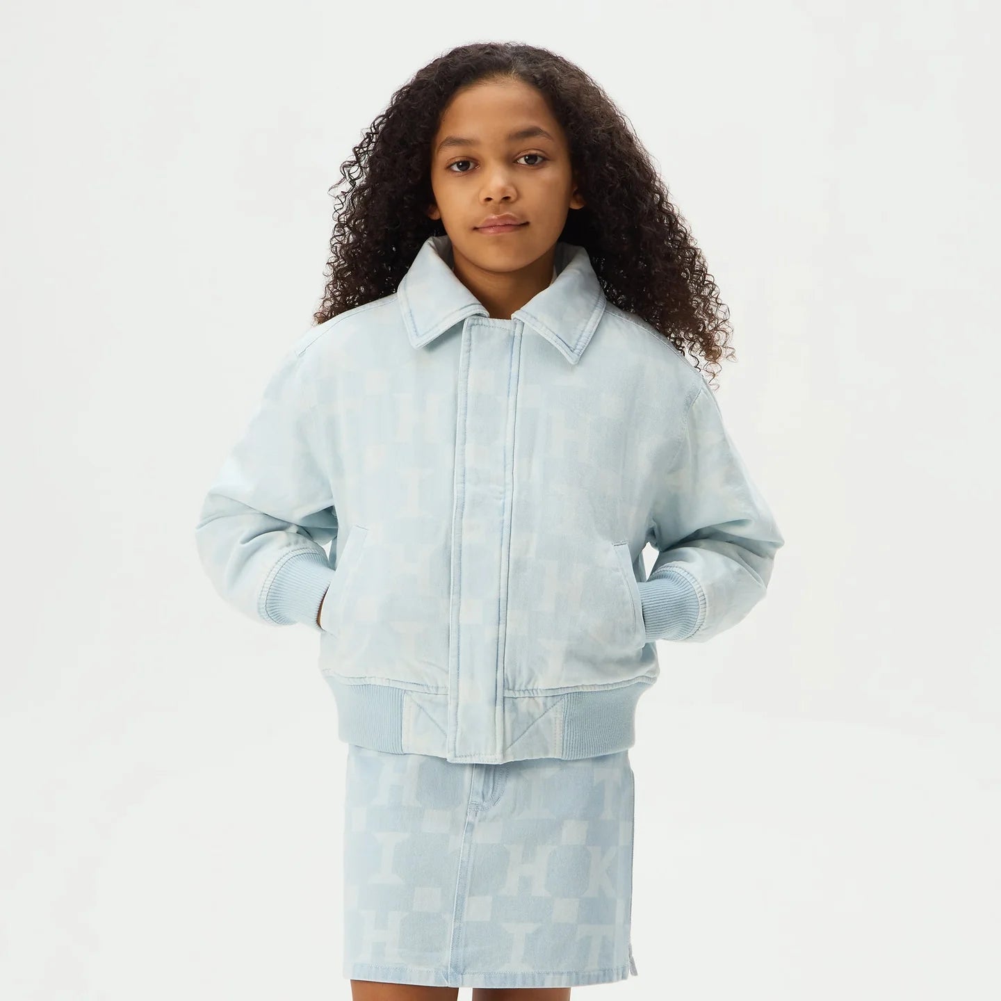 Kith Kids Monogram Denim Bomber Jacket