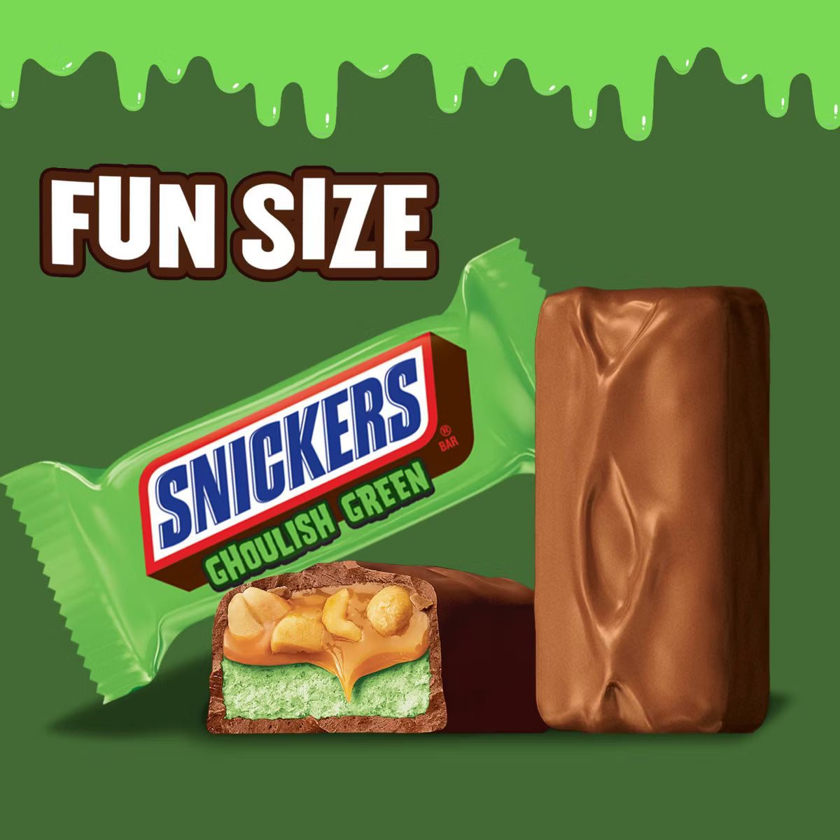 Snickers Ghoulish Green Candy Bars Halloween Chocolate - 9.69oz