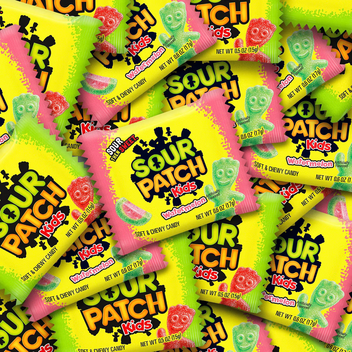 SOUR PATCH KIDS & Sour Patch Watermelon Halloween Candy Variety Pack Treat Size - 22oz/40ct