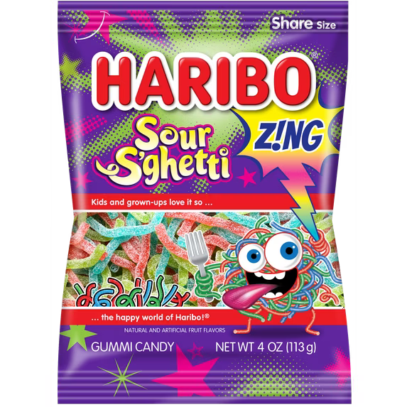 HARIBO Zing Sour S'ghetti Gummies - 4oz