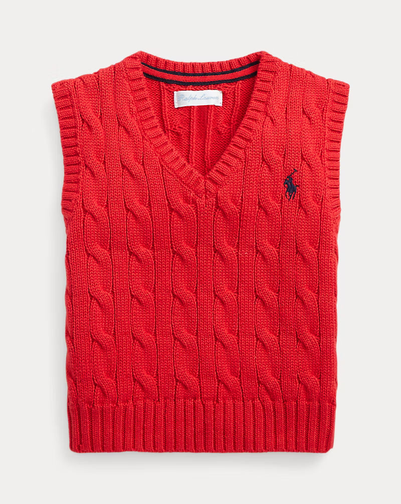 Cable-Knit Cotton Sweater Vest (2 Colors)