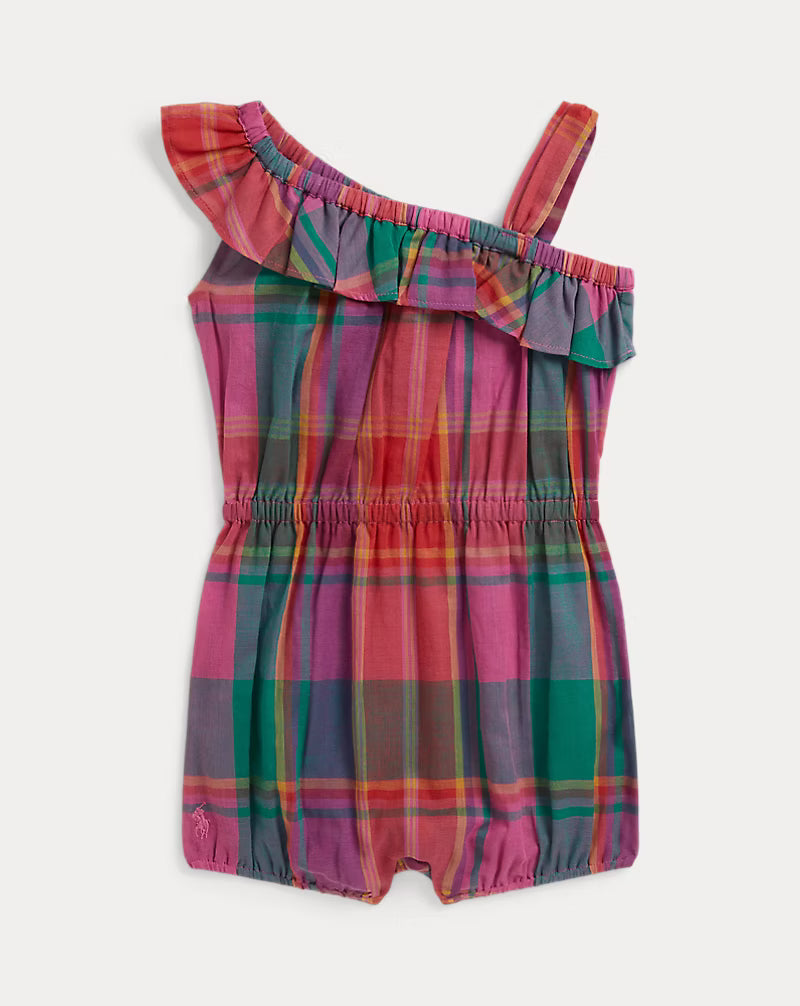 Plaid Ruffled Cotton Madras Shortall