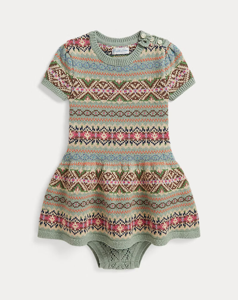 Fair Isle Cotton Sweater Dress & Bloomer