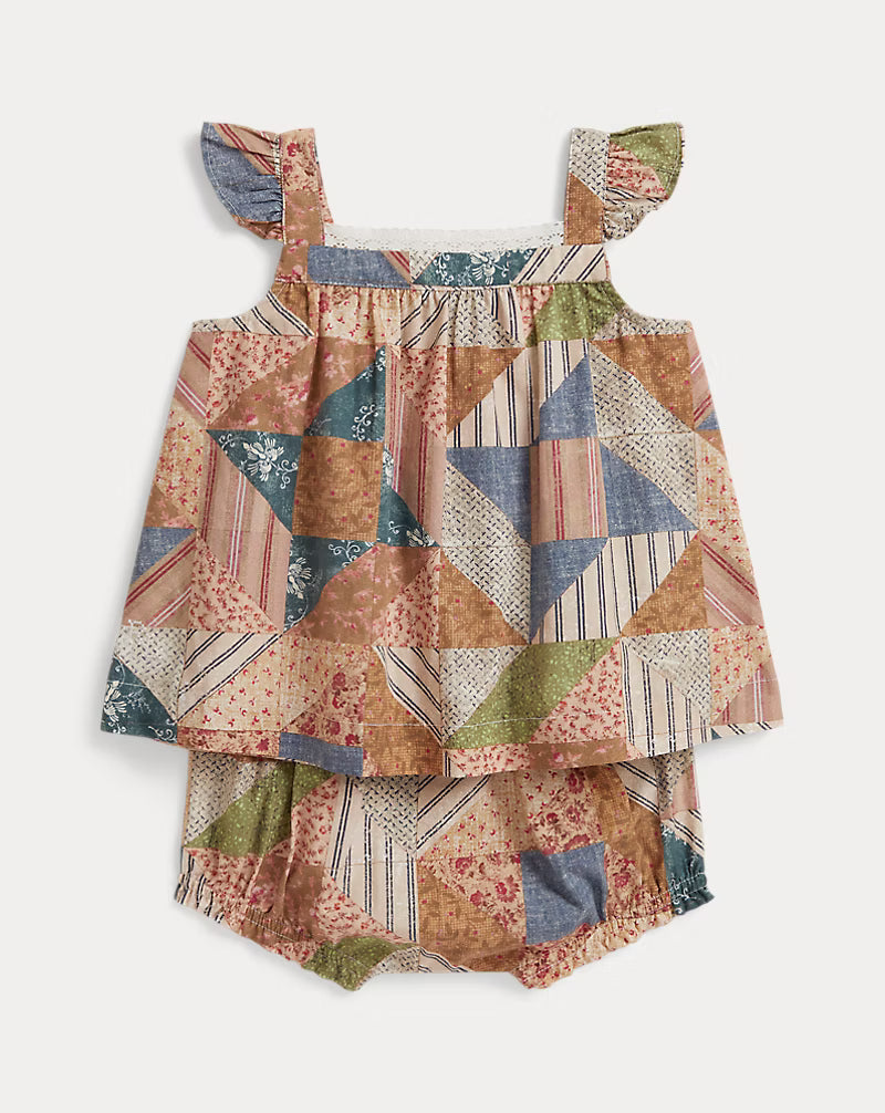 Patchwork-Print Cotton Top & Bloomer