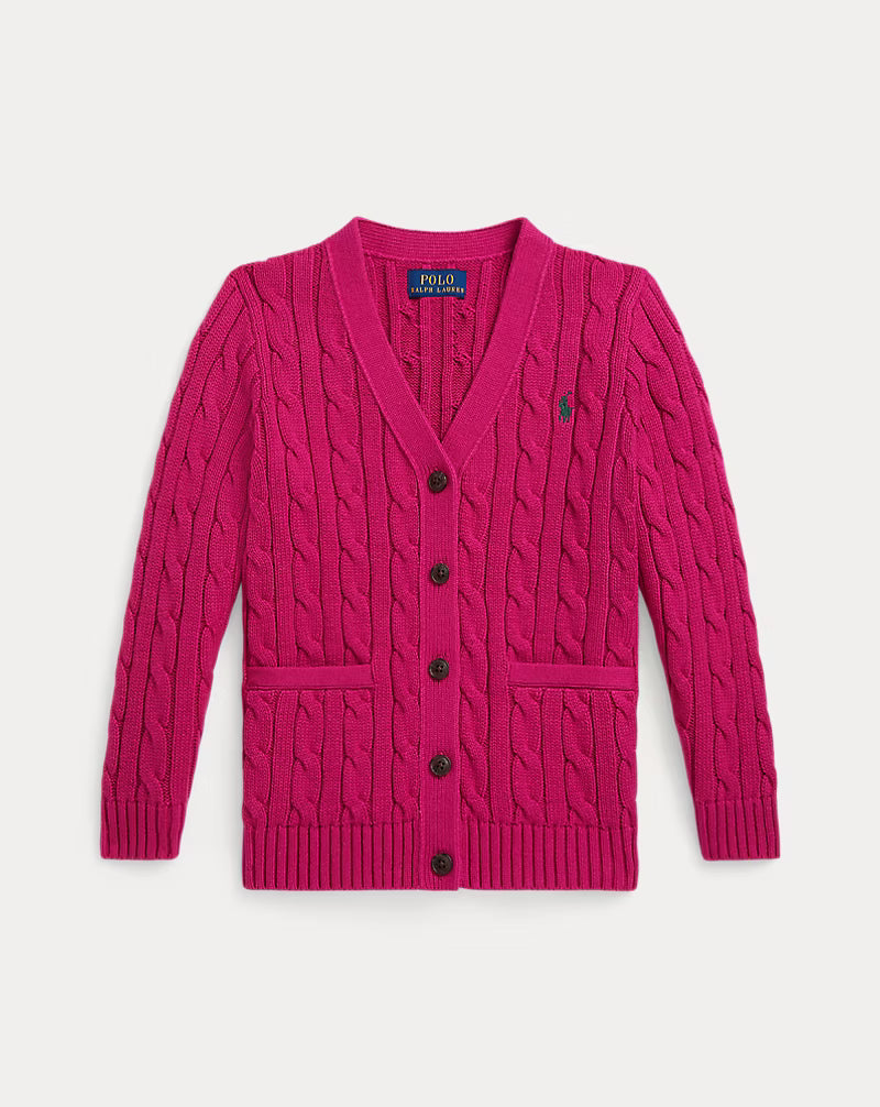 Cable-Knit Cotton V-Neck Cardigan (2 Colors)