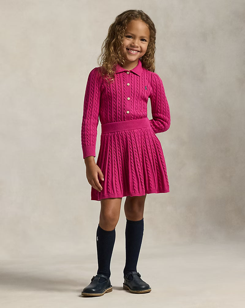 Cotton Polo Cardigan & Skirt Set