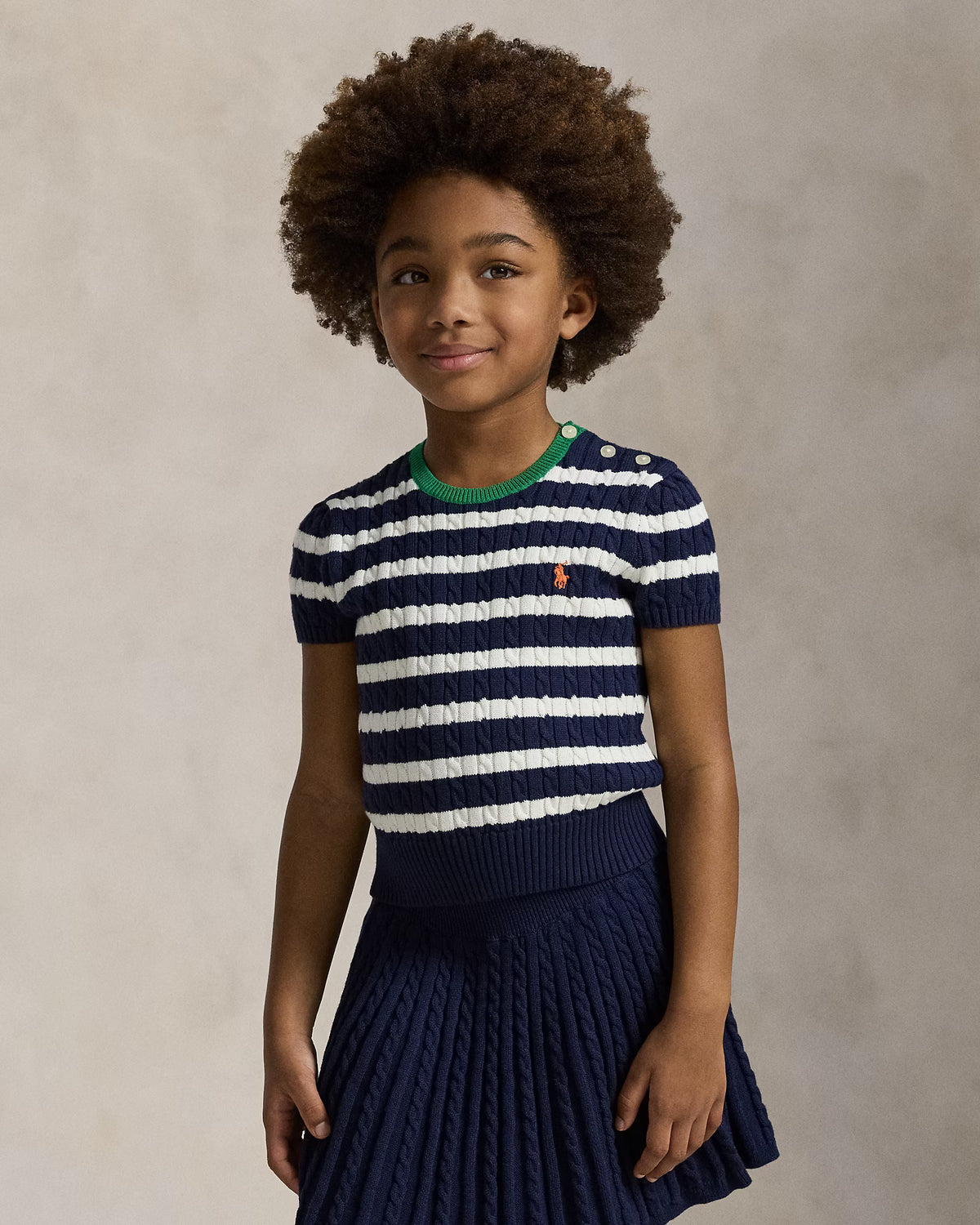 Striped Cotton Sweater & Skirt Set