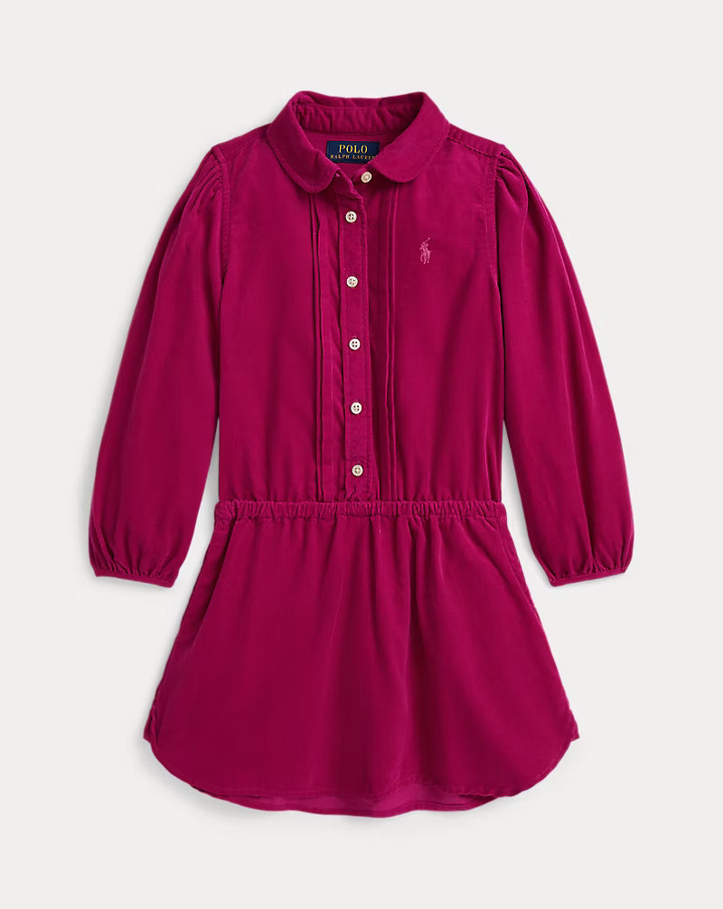 Pintucked Cotton Corduroy Dress