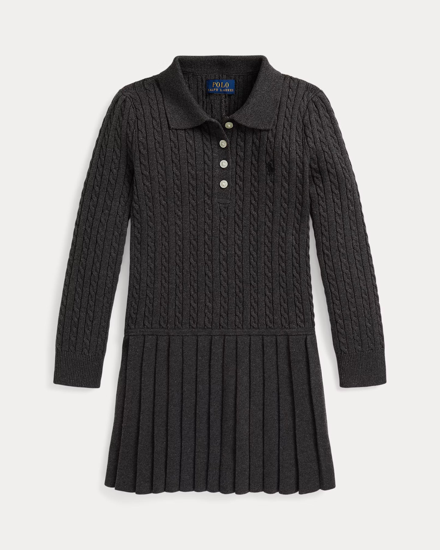 Mini-Cable Polo Sweater Dress (2 Colors)