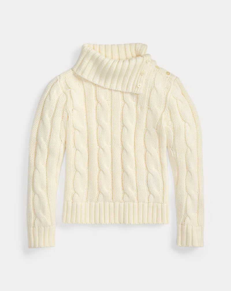 Cable-Knit Cotton Turtleneck Sweater