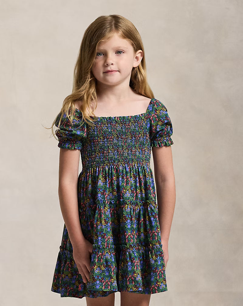 Floral Smocked Cotton Jersey Dress