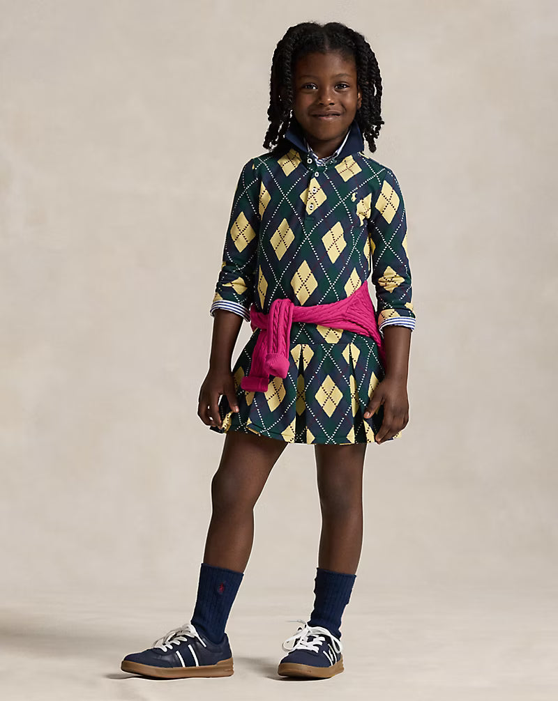 Argyle Stretch Mesh Polo Dress