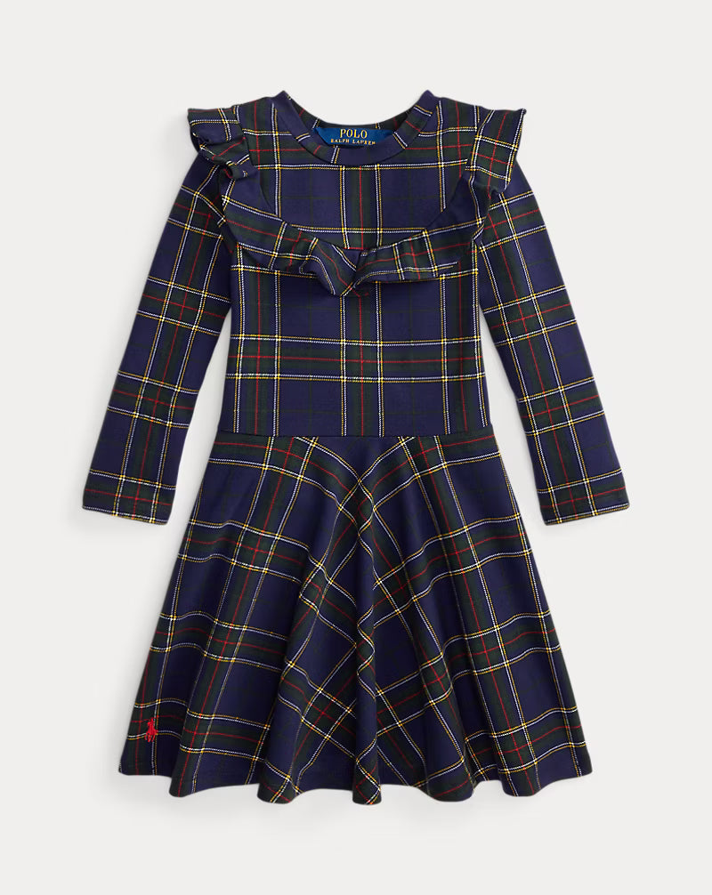 Plaid Ruffled Stretch Jersey Dress