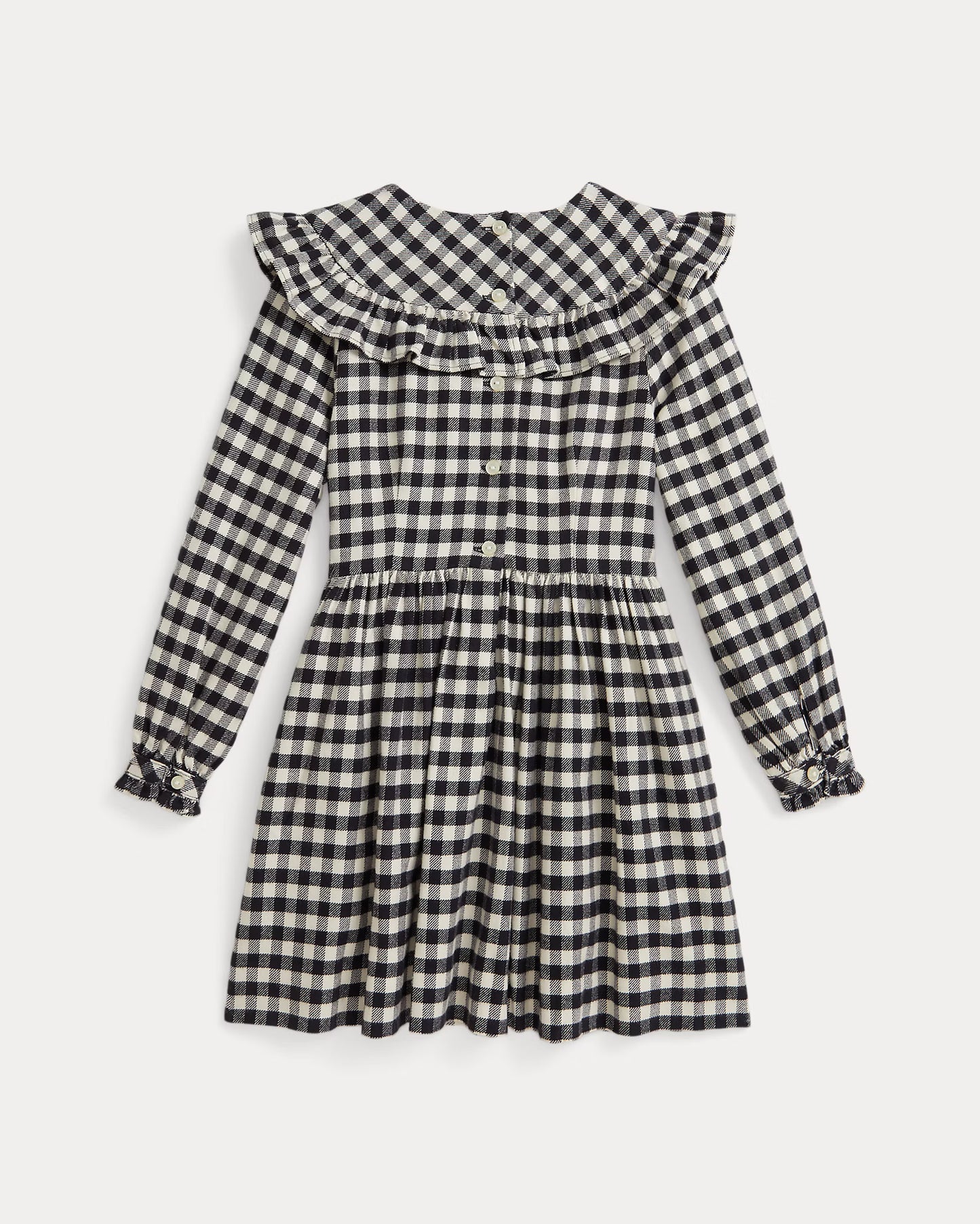 Buffalo Check Ruffled Cotton Twill Dress