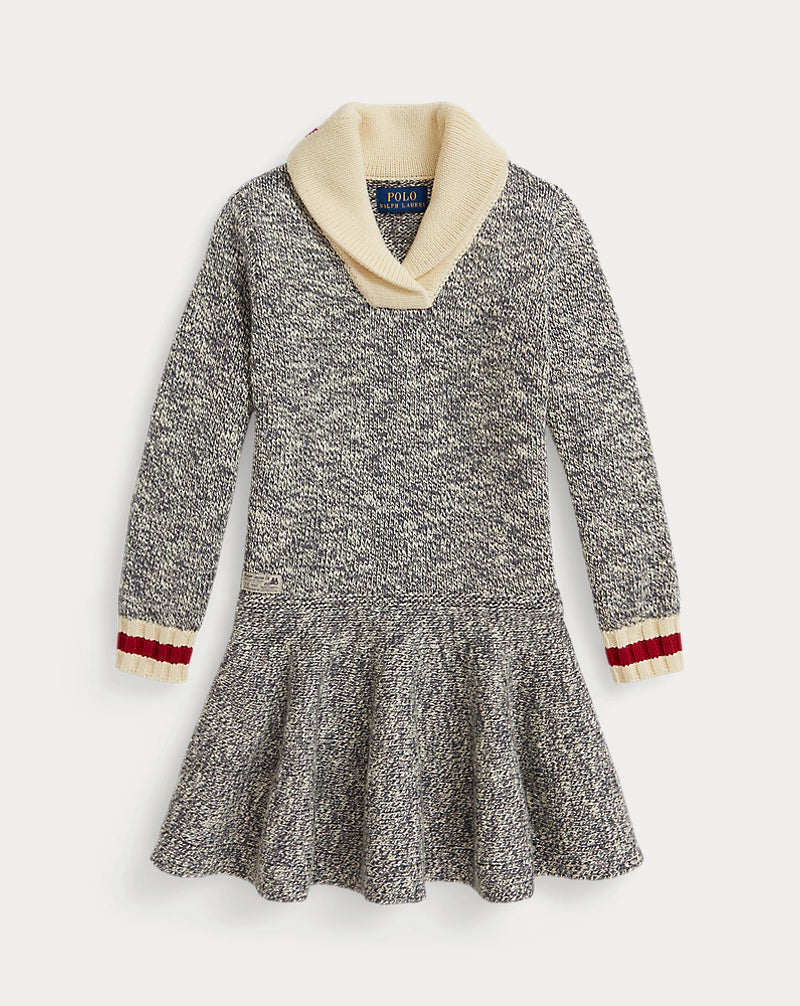 Shawl-Collar Cotton Sweater Dress