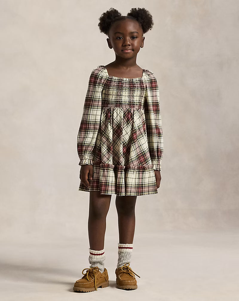 Plaid Ruffled Cotton Jersey Dress