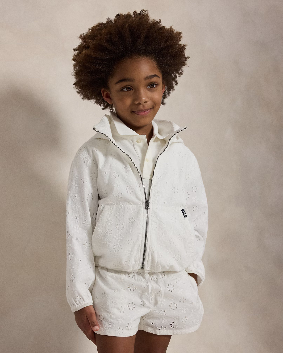 Eyelet Cotton Hooded Jacket
