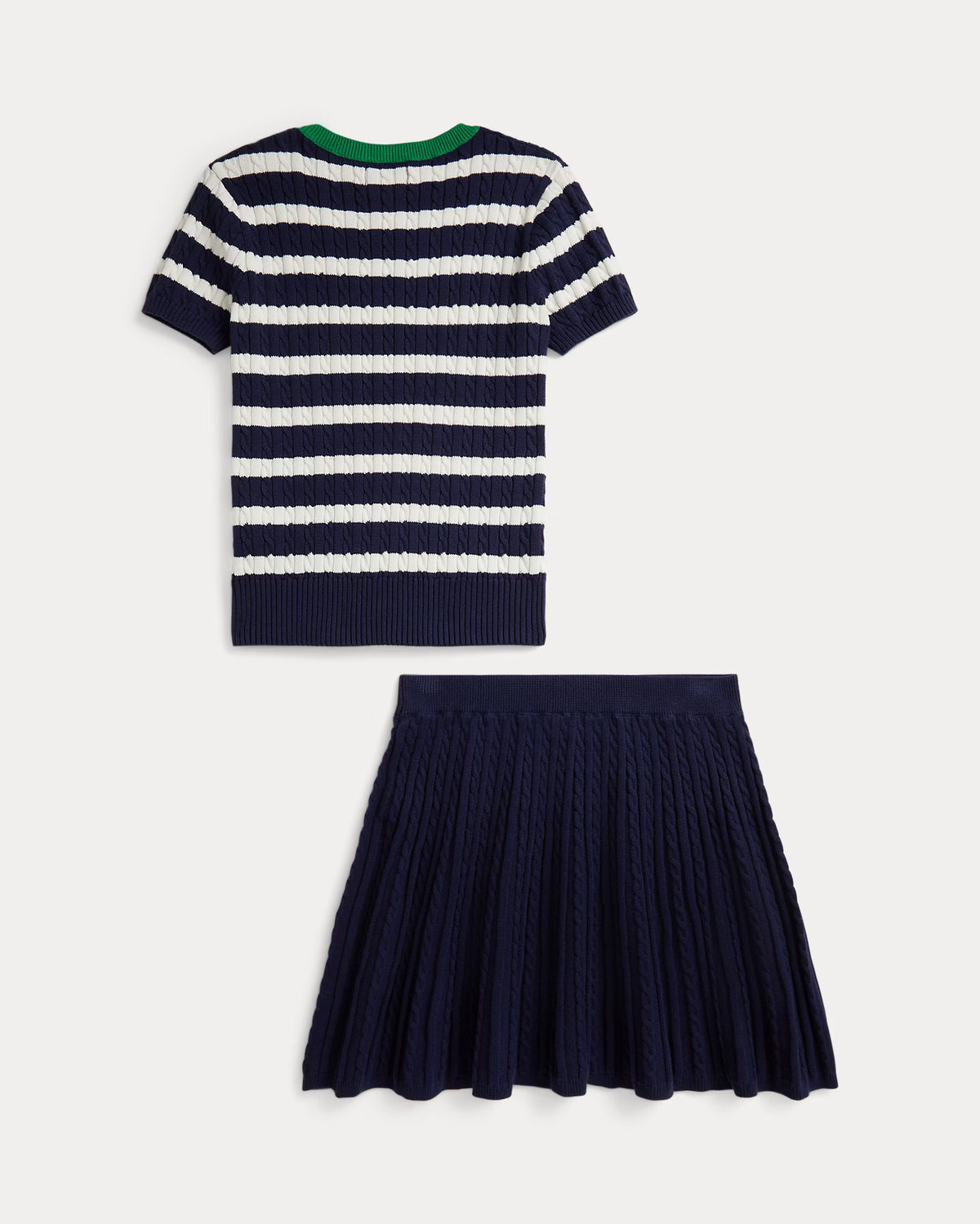 Striped Cotton Sweater & Skirt Set