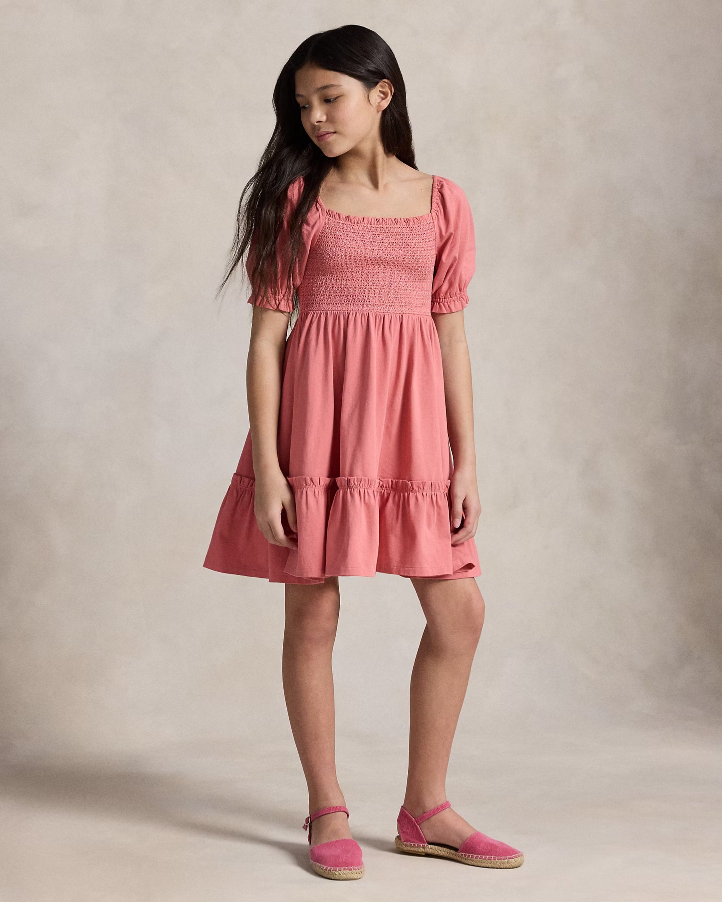 Smocked Cotton Jersey Dress