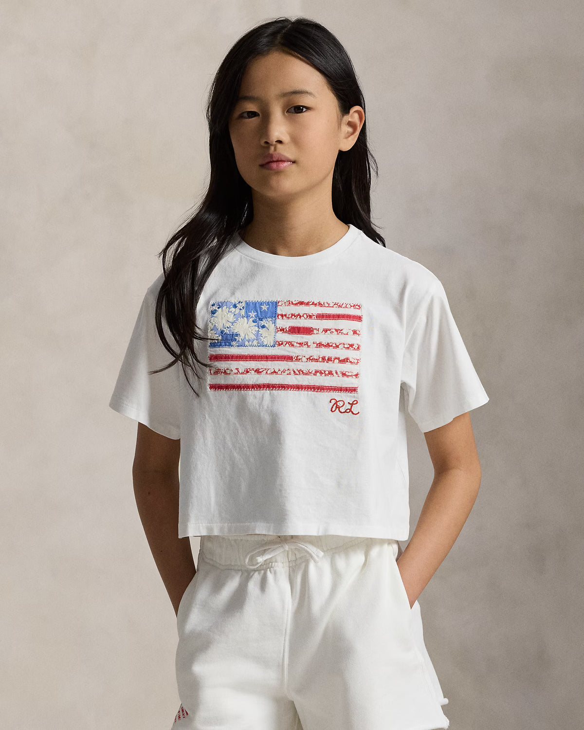 Floral Flag Cotton Jersey Boxy Tee