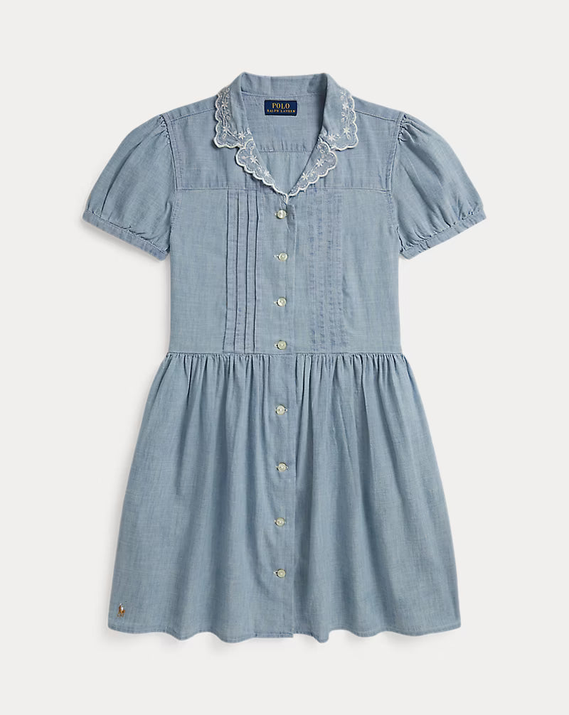 Indigo Cotton Chambray Shirtdress