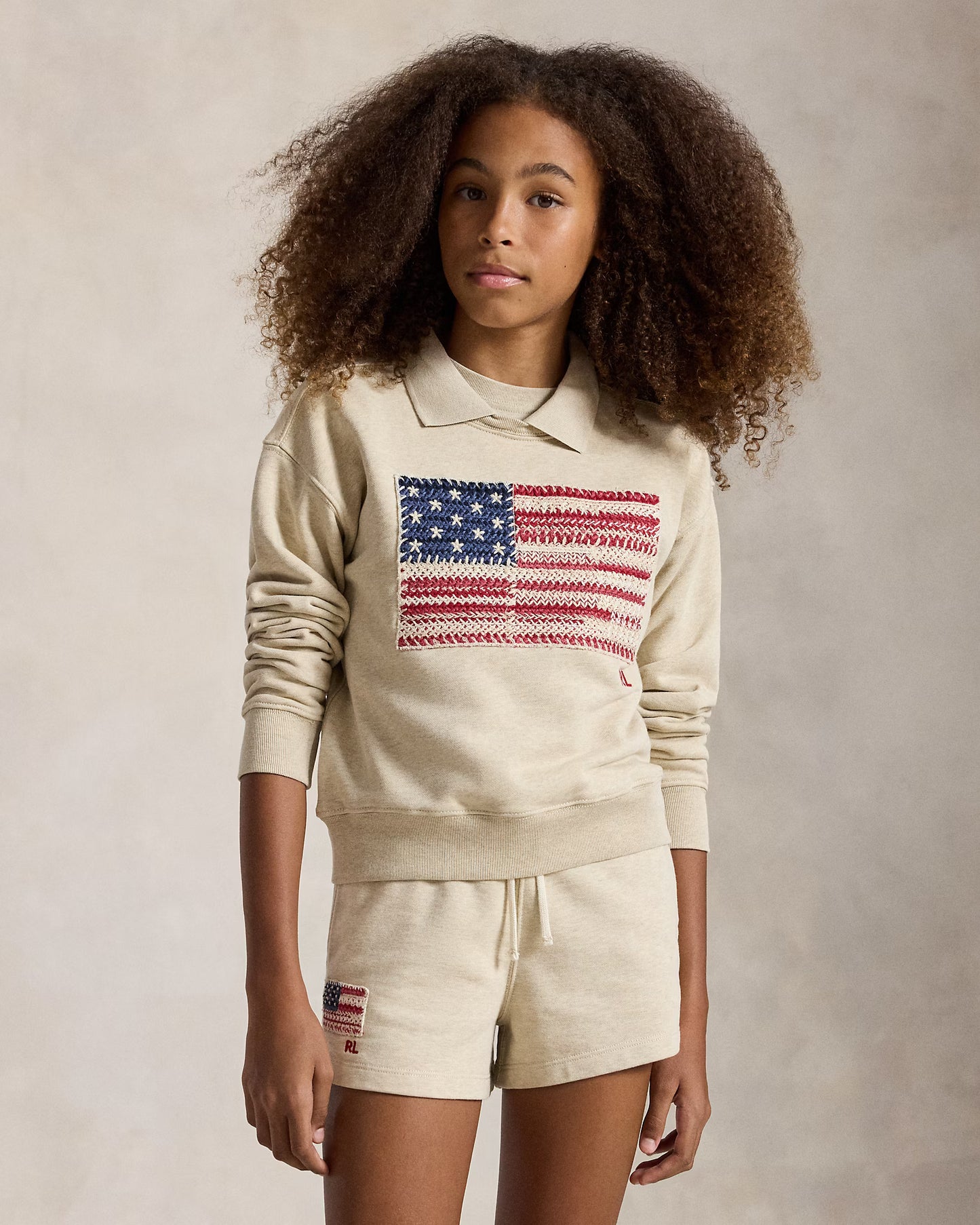 Flag Terry Collared Sweatshirt