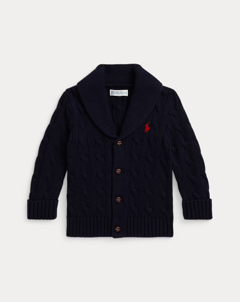Cable-Knit Cotton Shawl Cardigan