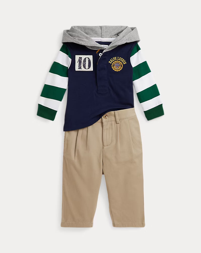 Logo Cotton Rugby Shirt & Chino Pant Set