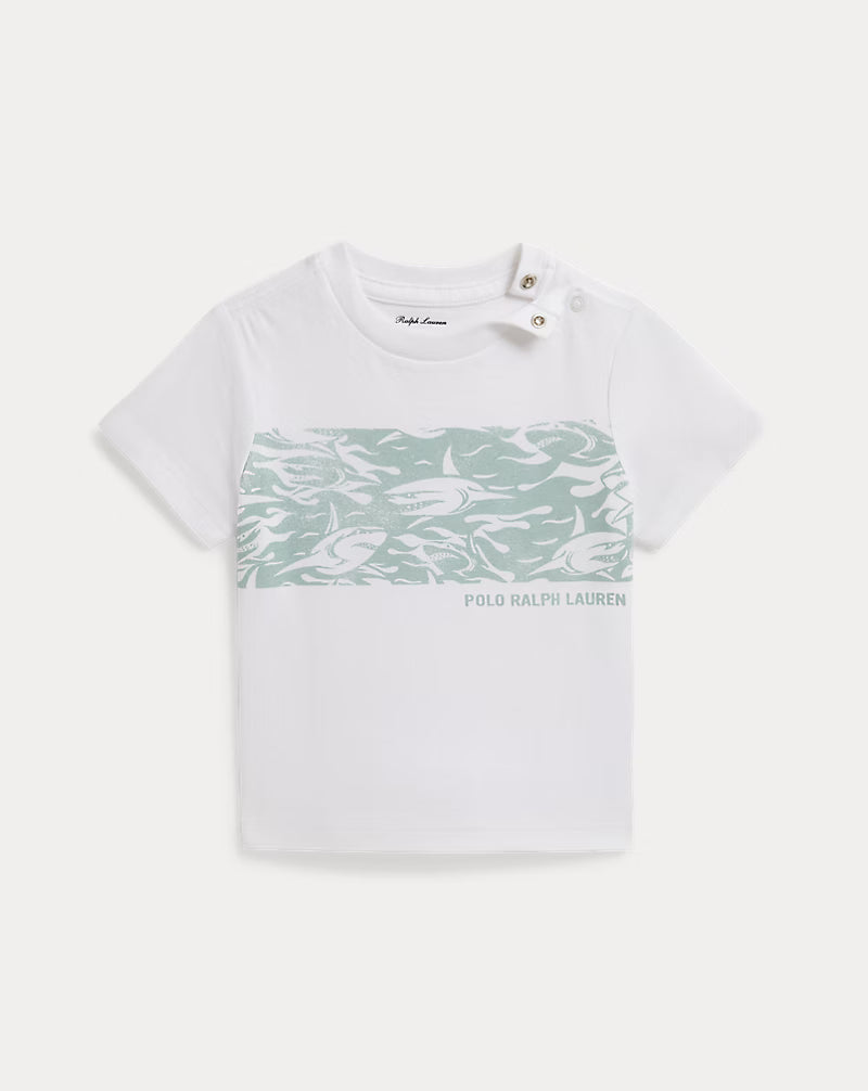 Shark-Print Cotton Jersey Tee