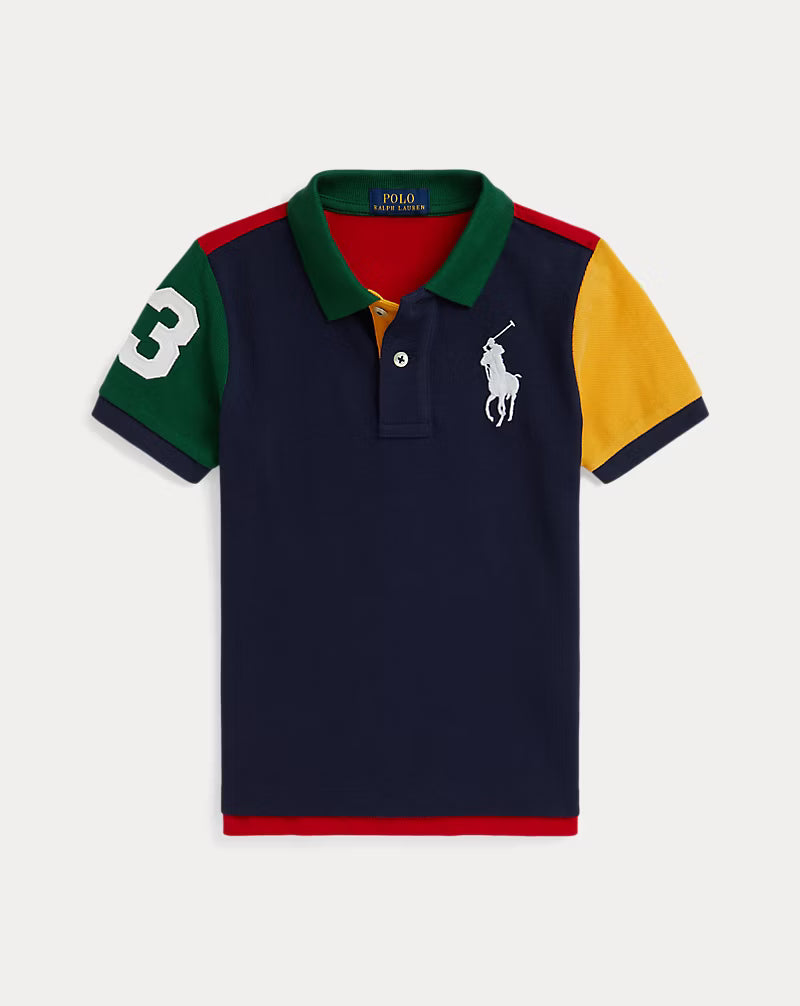 Big Pony Color-Blocked Mesh Polo Shirt