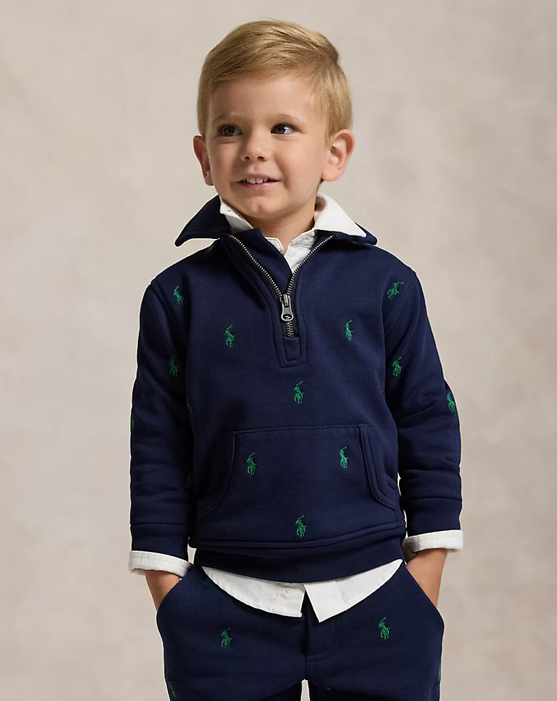 Polo Pony Fleece Collared Sweatshirt