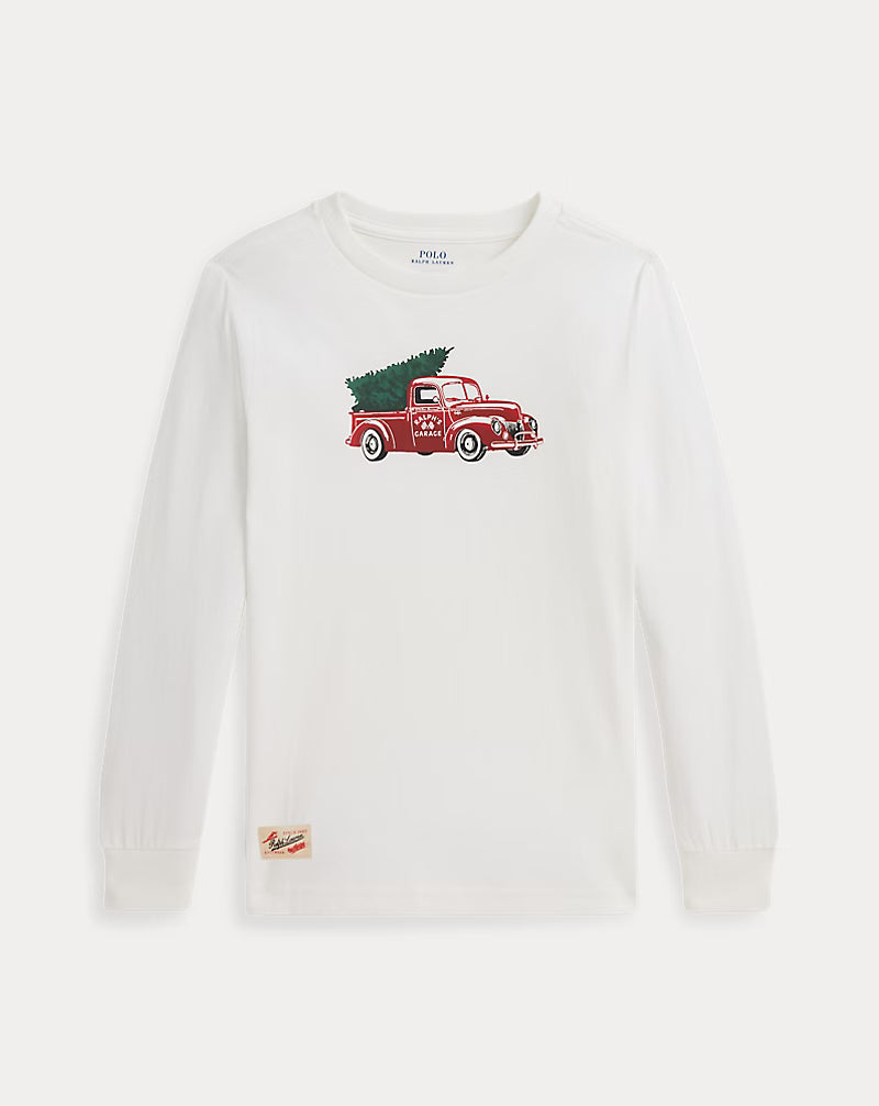 Truck-Print Cotton Long-Sleeve Tee