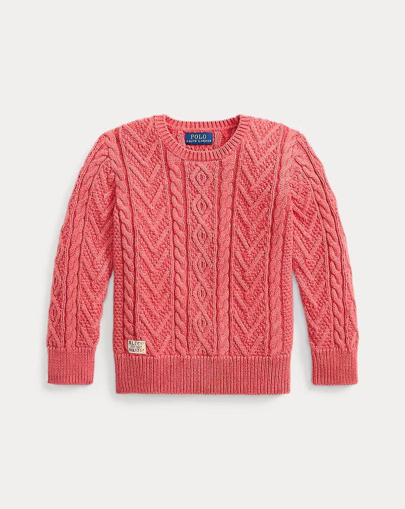 Aran-Knit Cotton Sweater