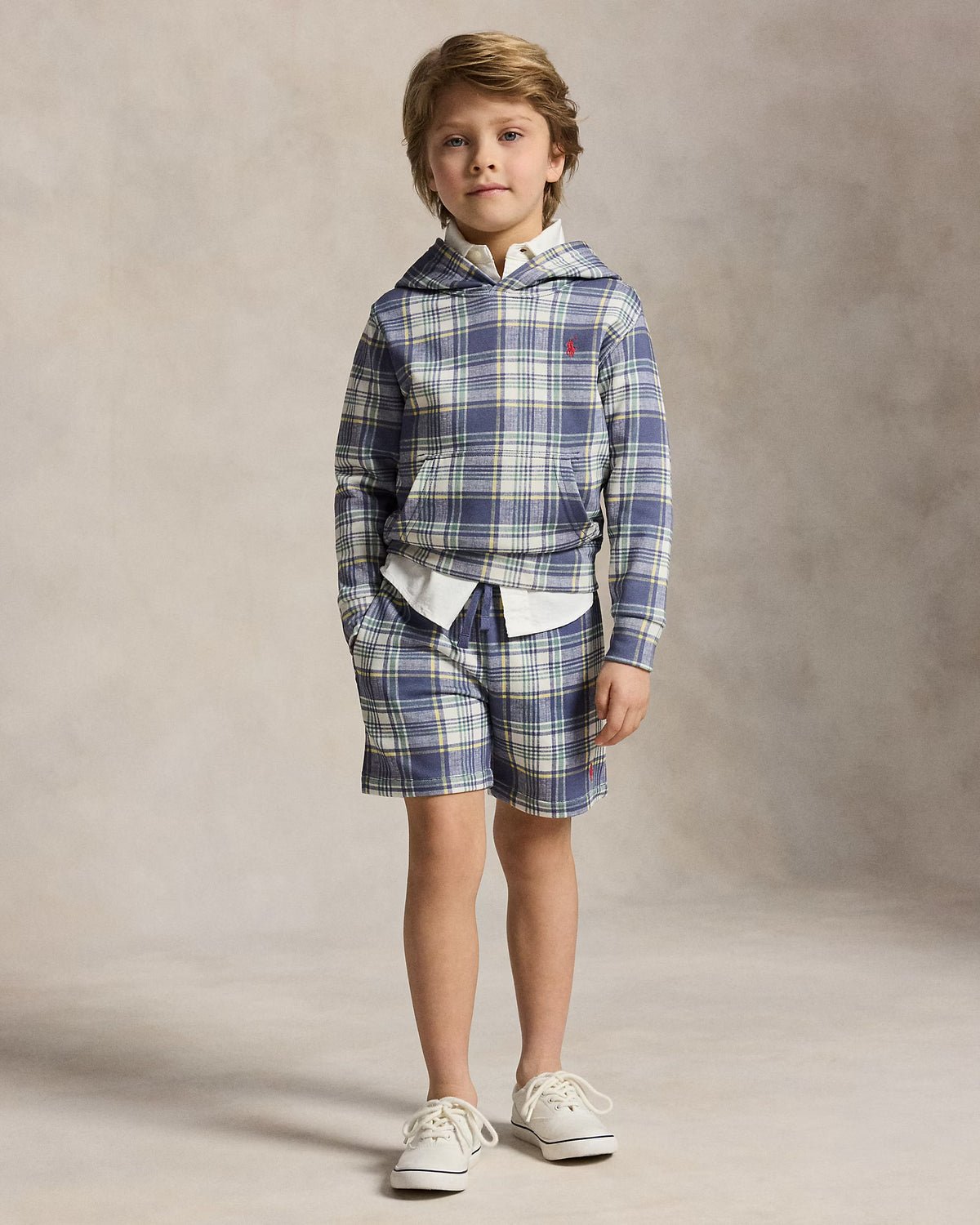 Plaid French Terry Short