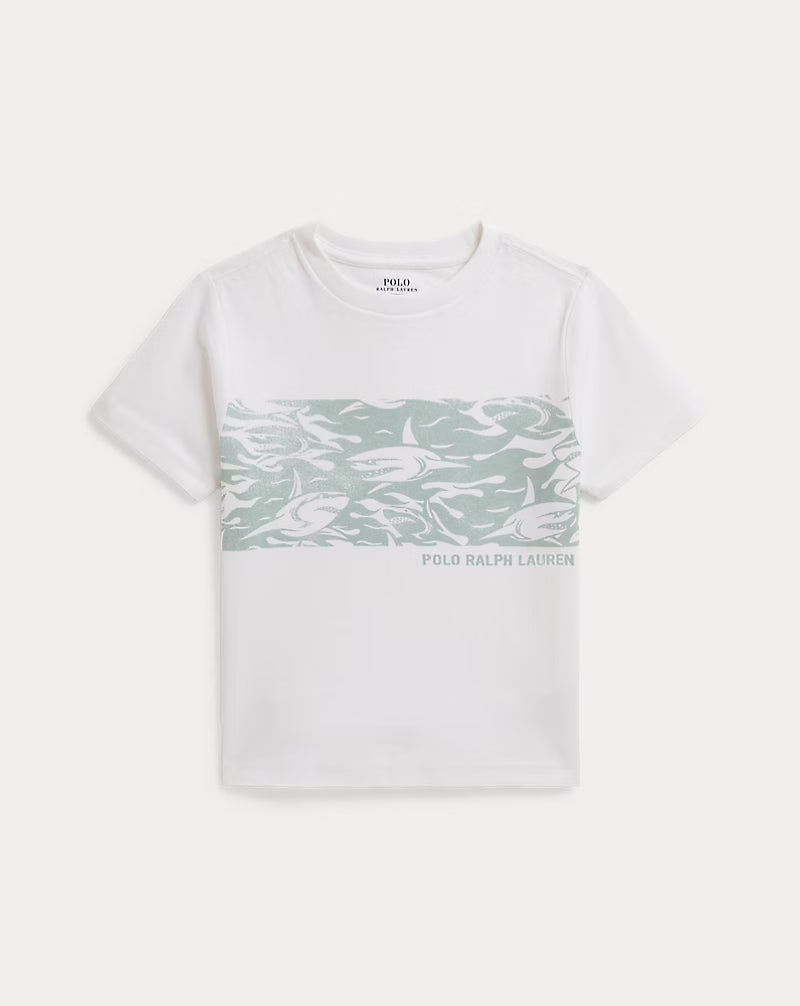 Shark-Print Cotton Jersey Tee