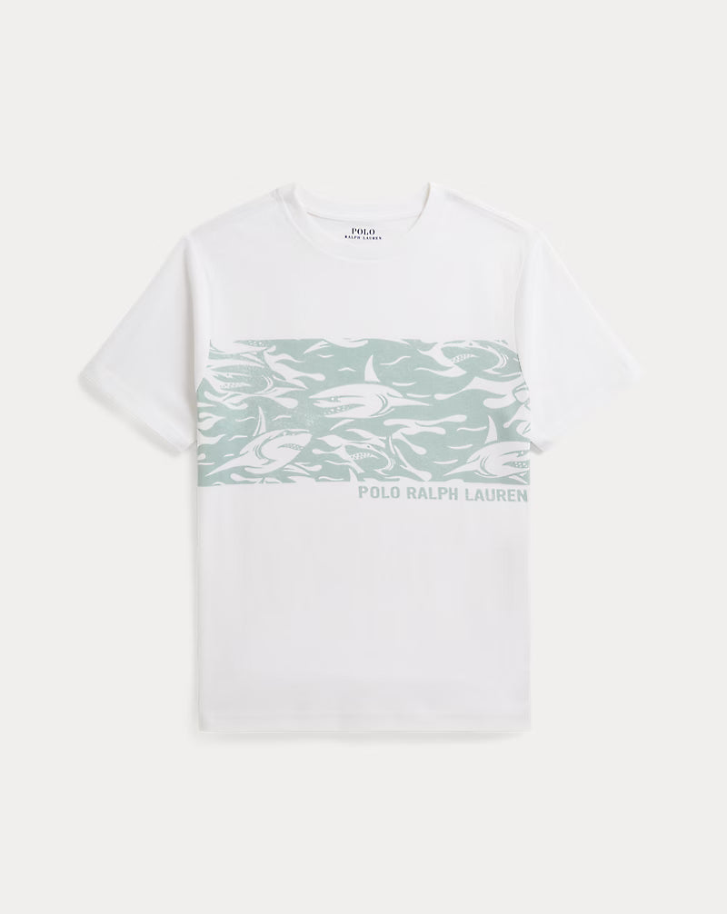 Shark-Print Cotton Jersey Tee