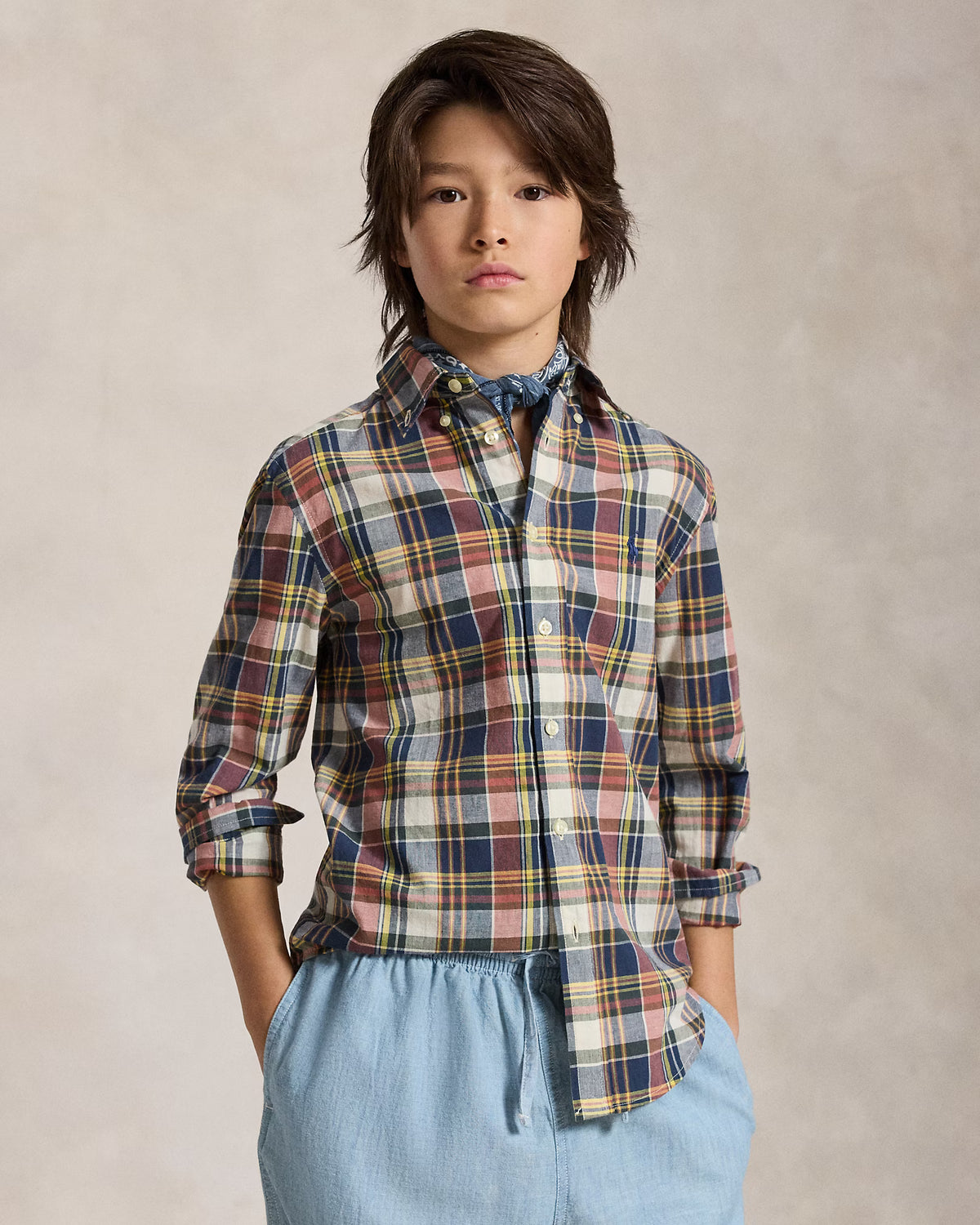 Plaid Cotton Madras Shirt