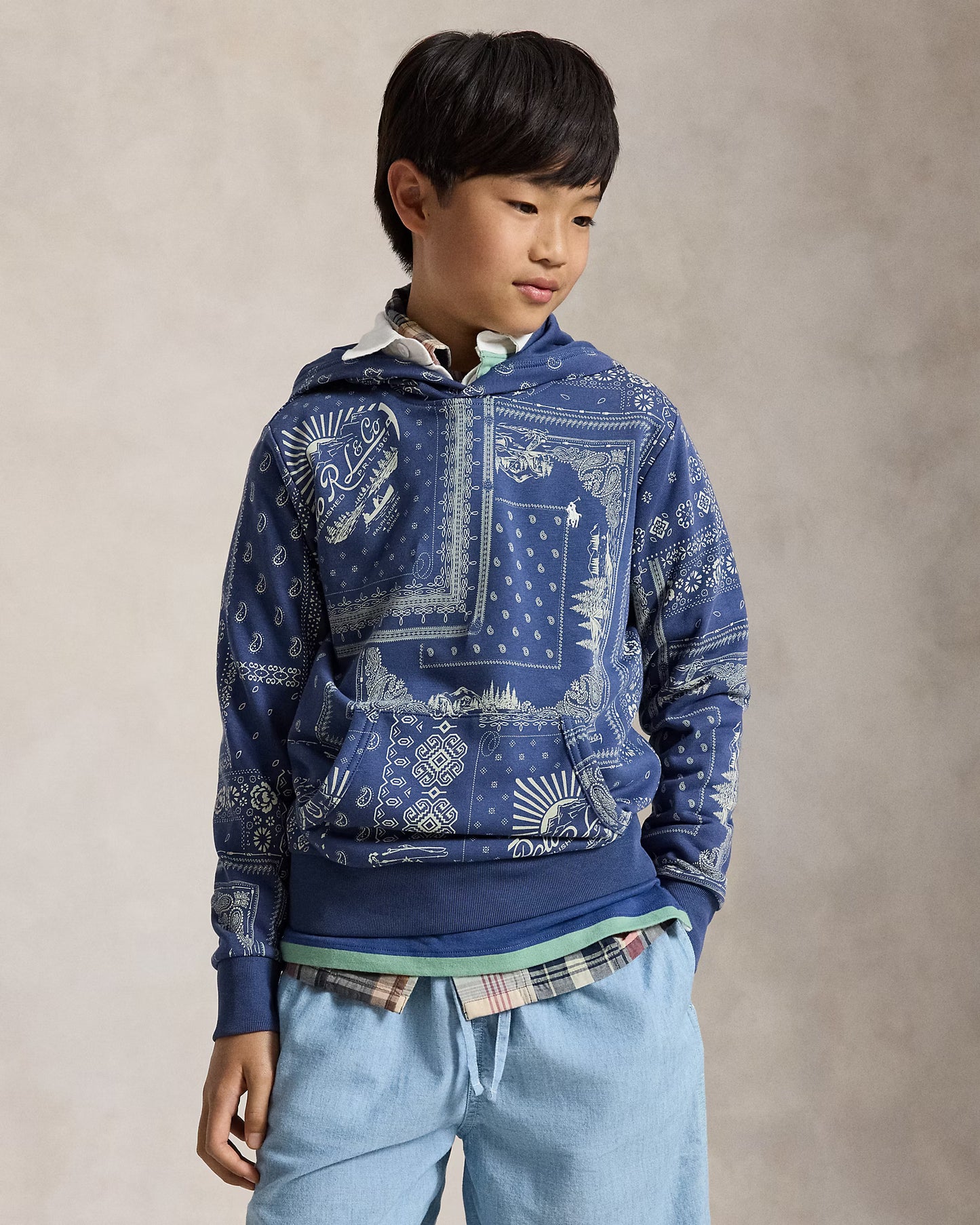 Bandanna-Print French Terry Hoodie