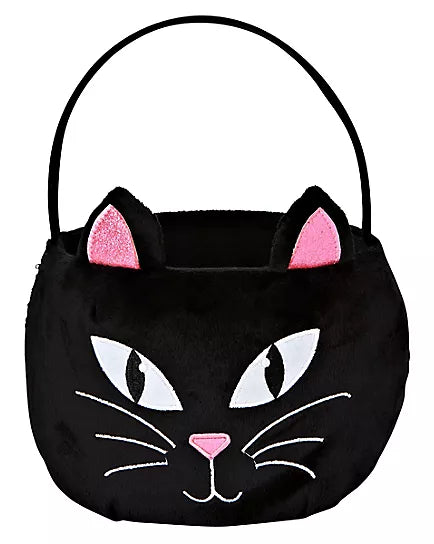Plush Black Cat Treat Bucket