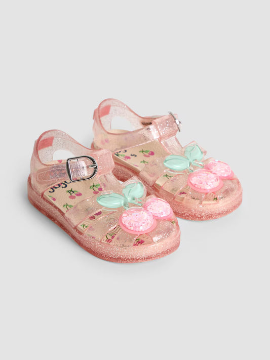[Jojo] Pink Cherry 3D Glitter Jelly Sandals