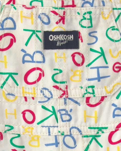 Toddler Alphabet Overalls - White