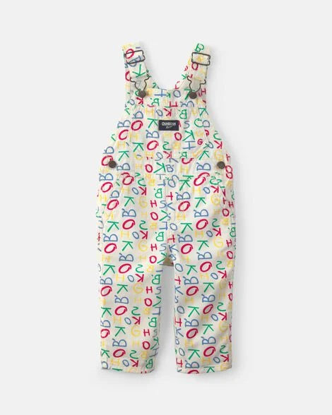 Toddler Alphabet Overalls - White
