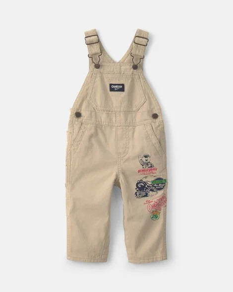 Toddler Train Overalls - Khaki