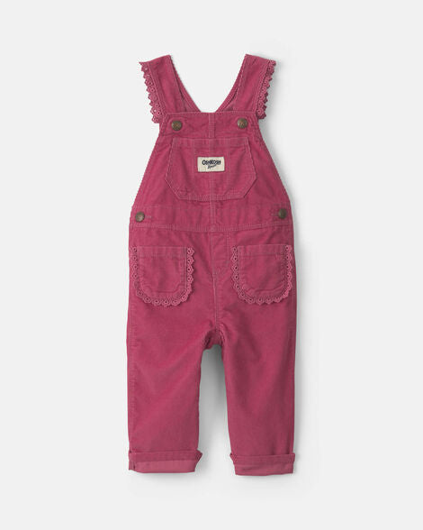 Baby Girl Corduroy Overalls - Rosy Pink