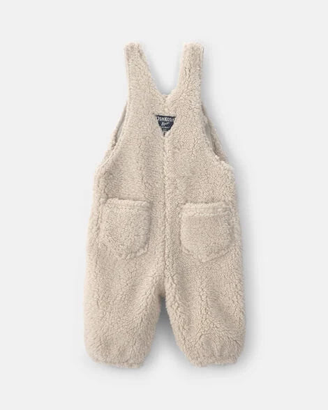 Toddler Teddy Fleece Overalls - Cream