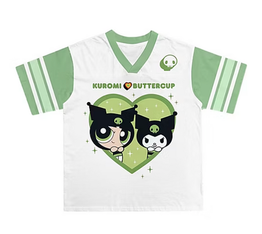 Little & Big Kid Girls V Neck Hello Kitty Powerpuff Girls Short Sleeve Jersey