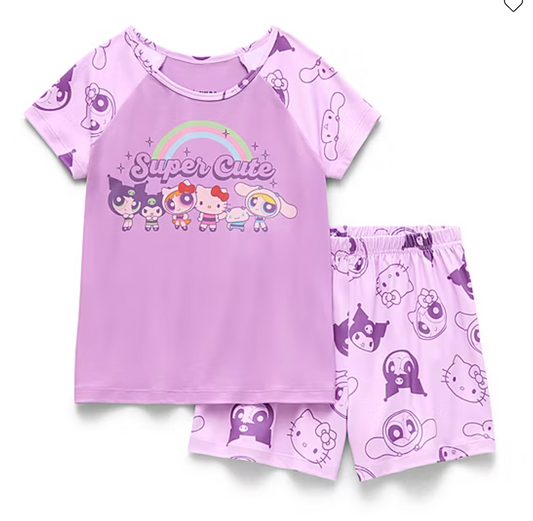Little & Big Kid Girls Hello Kitty Powerpuff Girls Crew Neck Short Sleeve 2-pc. Pajama Sets