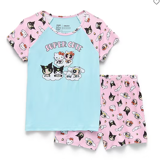 Little & Big Kid Girls Hello Kitty Powerpuff Girls Crew Neck Short Sleeve 2-pc. Pajama Sets