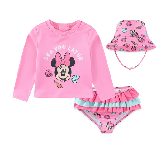 Disney Baby Minnie Mouse UPF50+ 3-Pcs Bathing Suit Set (12-24M)